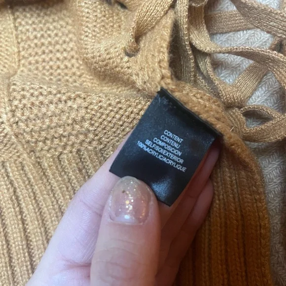 WAYF Dani Side Lace-up Sweater In Camel - Picture 8 of 8